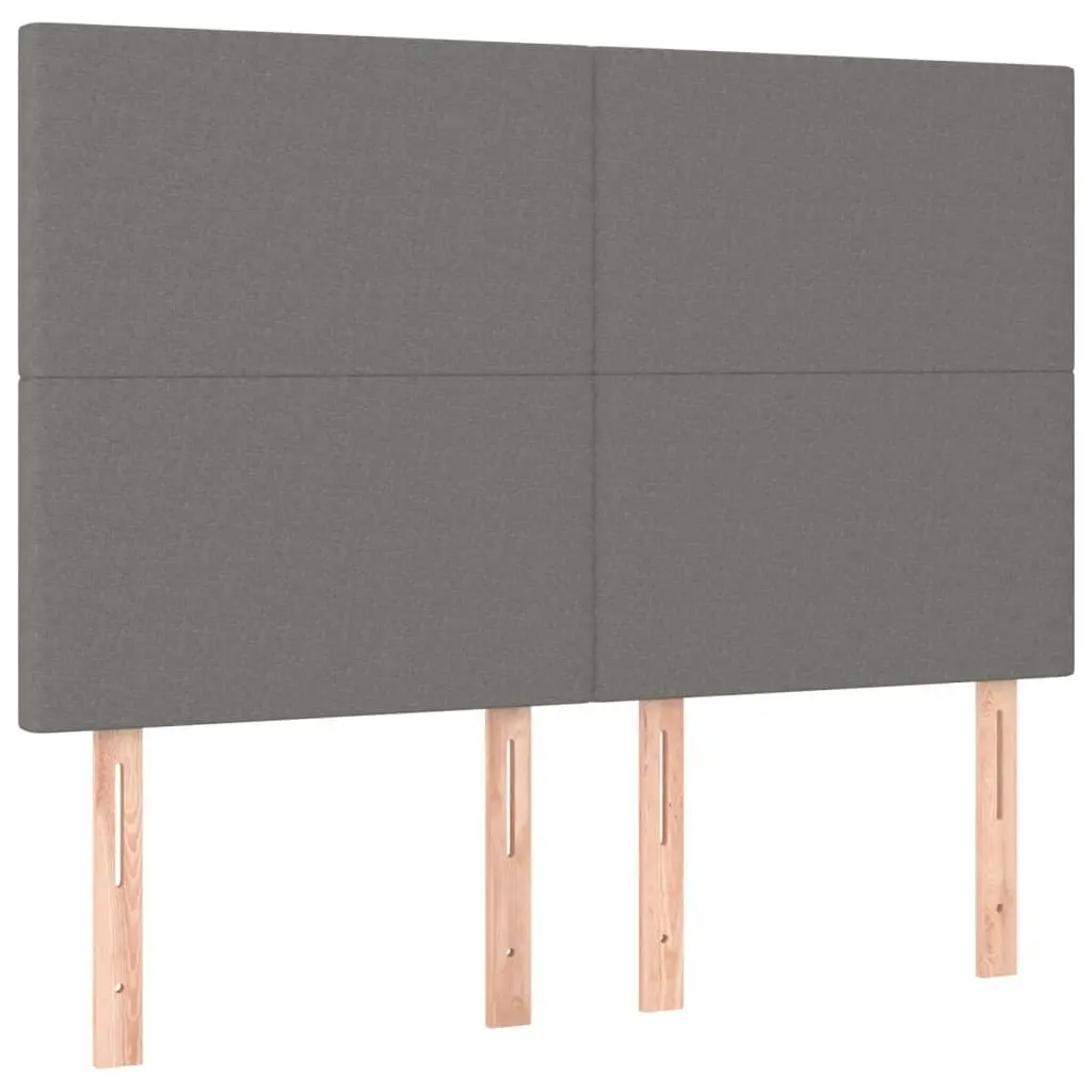Double Bed Frame Grey Fabric Adjustable Headboard 137x187cm Plywood Slats Bedroom Furniture