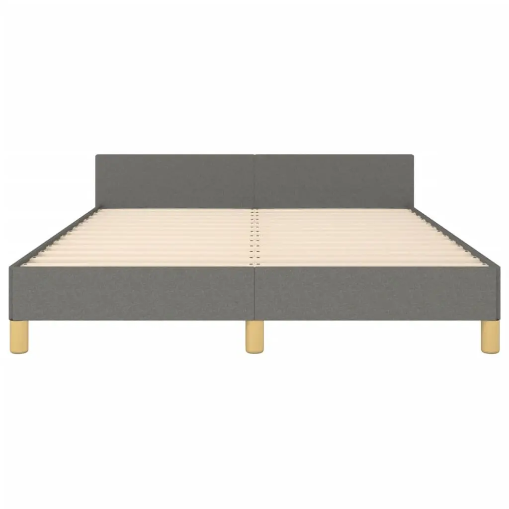 Grey Fabric Double Bed Frame 137x187cm Bedroom with Adjustable Headboard Durable Construction