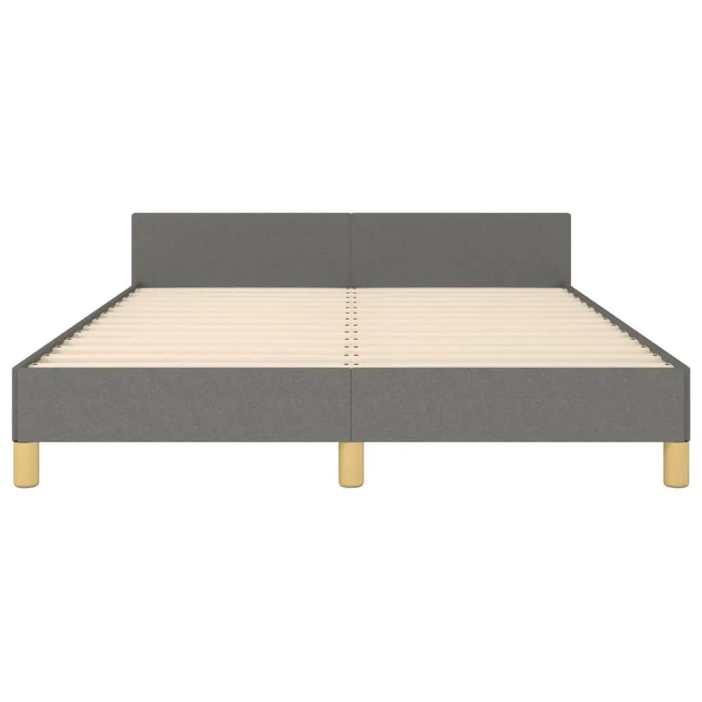 Double Bed Frame Grey Upholstered Fabric 137x187cm Adjustable Headboard Furniture