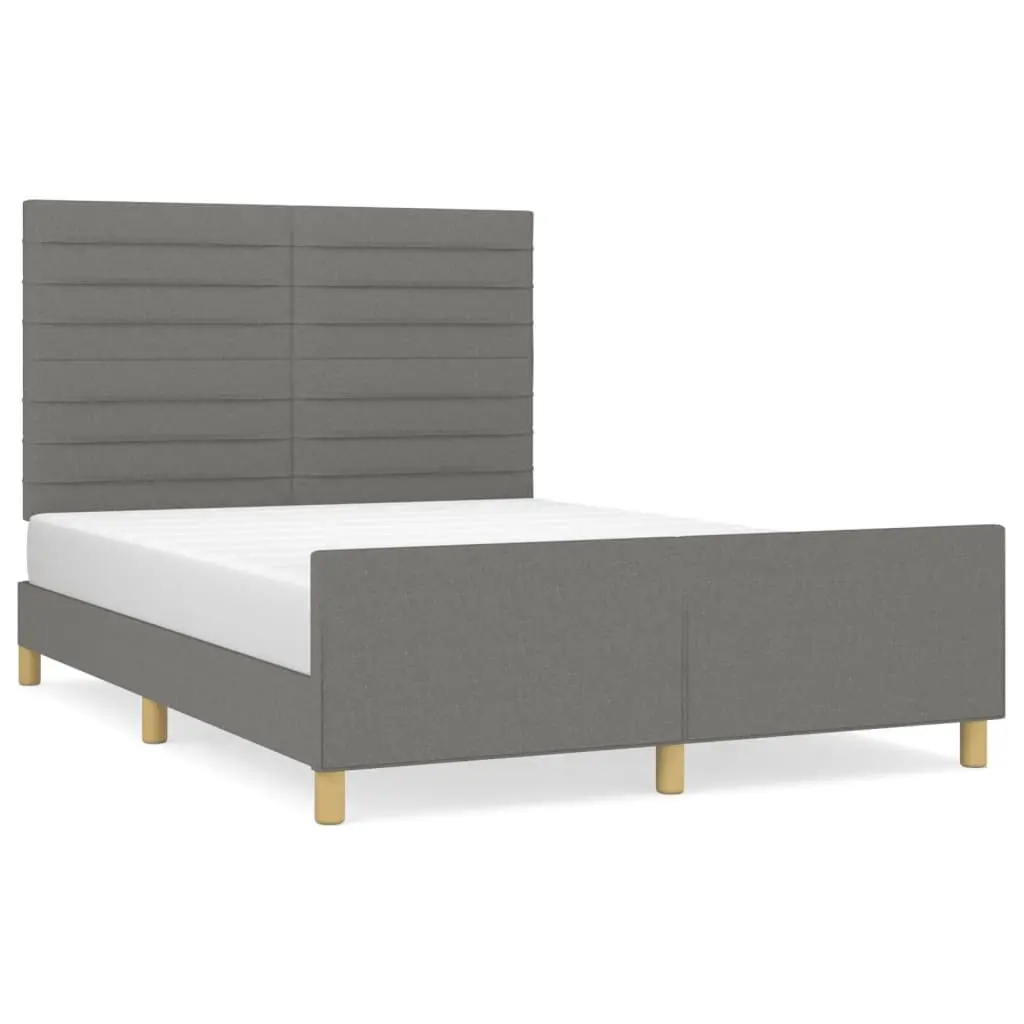 Double Bed Frame Fabric Upholstery 137x187cm Grey