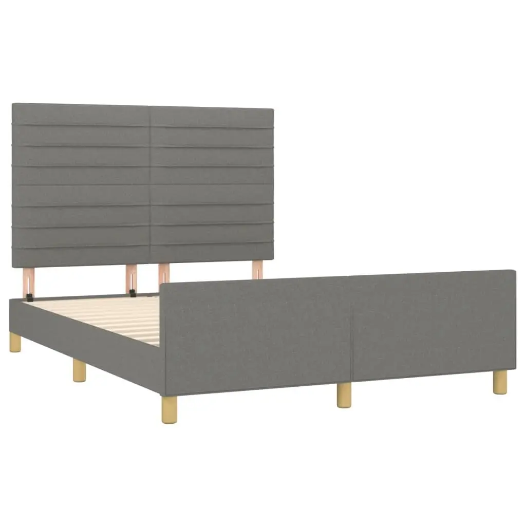 Double Bed Frame Fabric Upholstery 137x187cm Grey