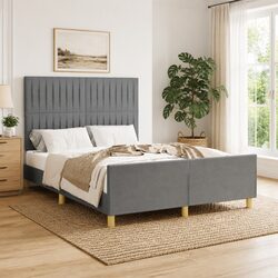 Functional Grey Fabric Double Bed Frame for Everyday Use