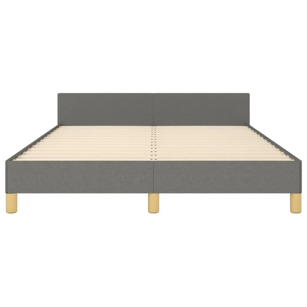Double Bed Frame Fabric Grey 137x187cm Adjustable Headboard
