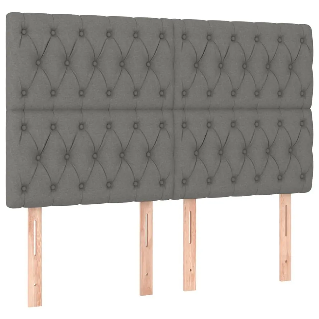 Double Bed Frame Fabric Grey 137x187cm Adjustable Headboard