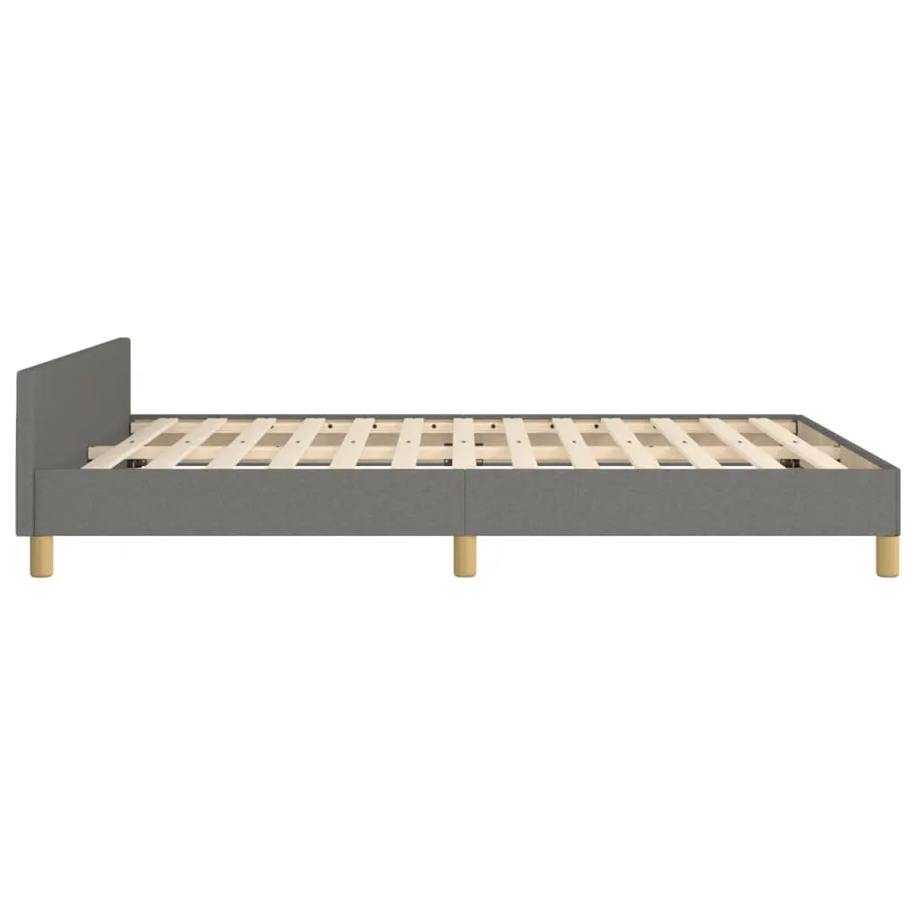 Double Bed Frame Fabric Grey 137x187cm Adjustable Headboard