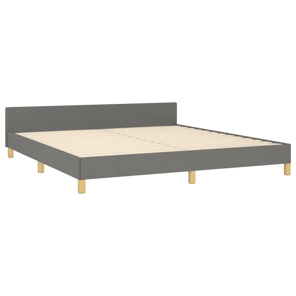 Queen Bed Frame Grey Fabric Headboard 152x203cm Bedroom Furniture No Mattress