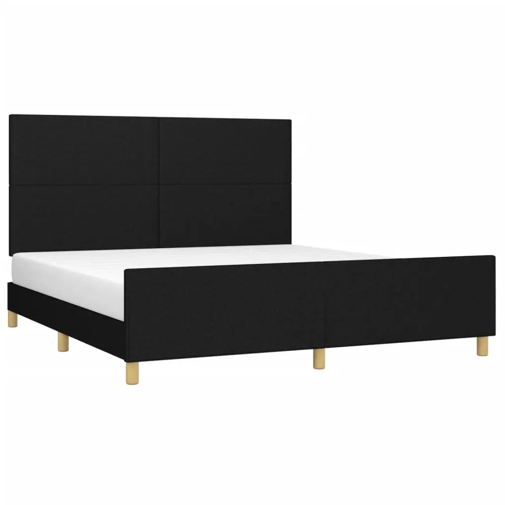 Queen Bed Frame Fabric Black 152x203 cm with Adjustable Headboard