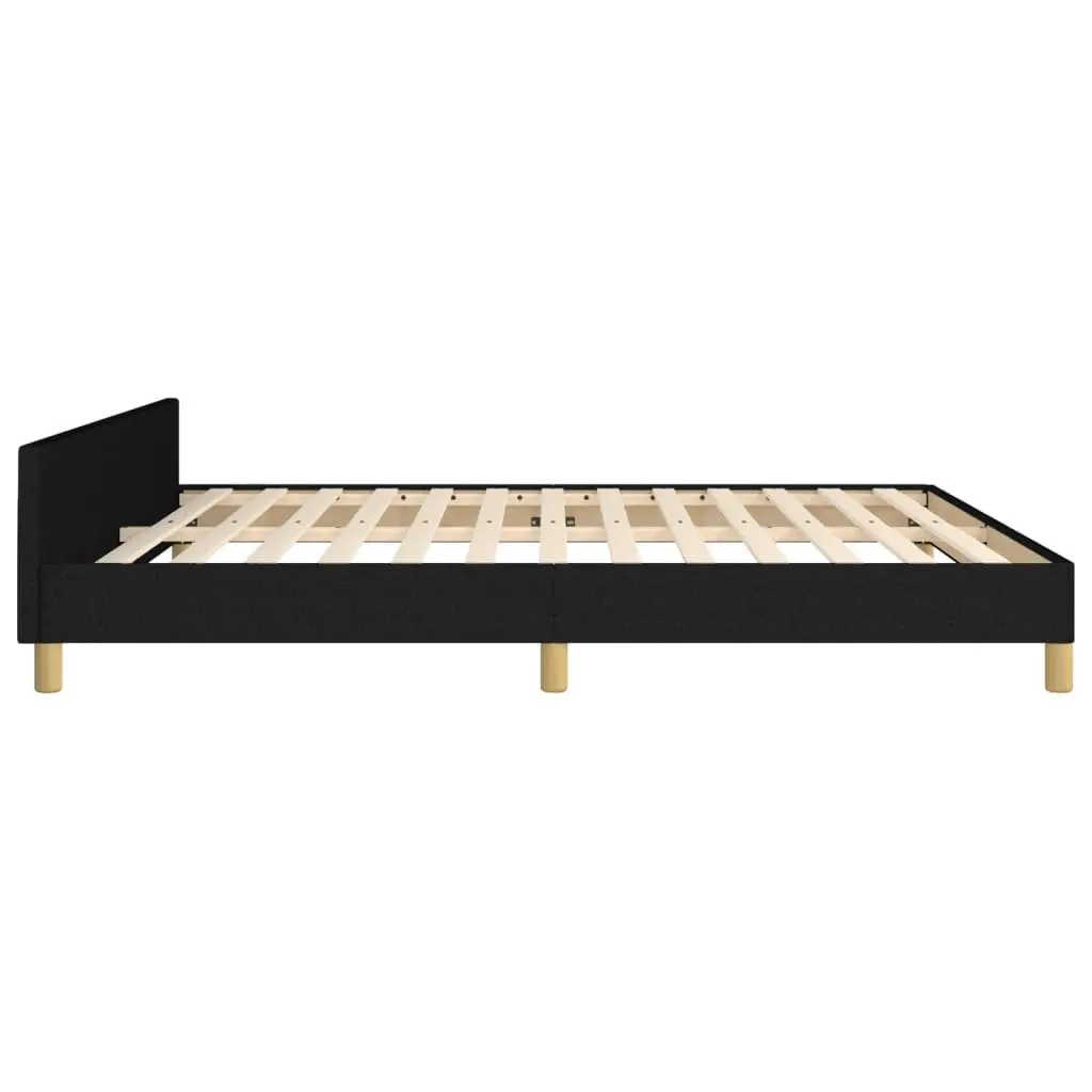 Queen Bed Frame Fabric Black 152x203 cm with Adjustable Headboard