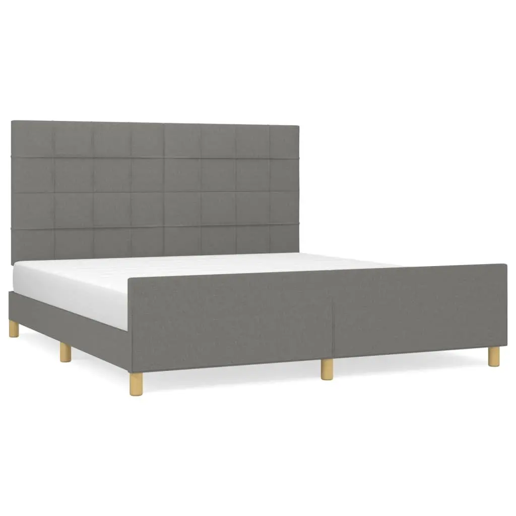 Grey Fabric Queen Bed Frame 152x203cm Adjustable Headboard for Bedroom Stability and Comfort