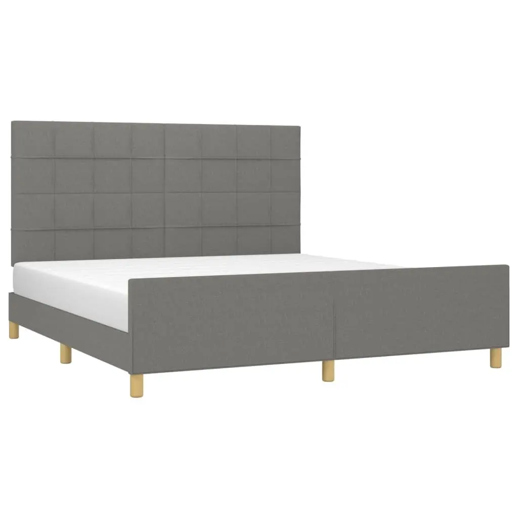 Grey Fabric Queen Bed Frame 152x203cm Adjustable Headboard for Bedroom Stability and Comfort