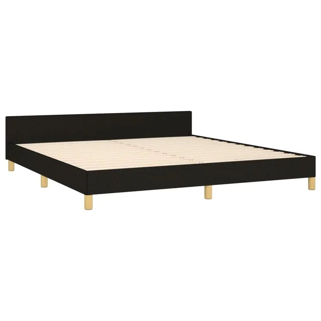 Queen Bed Frame Fabric 152x203 cm Black Headboard Slat Base