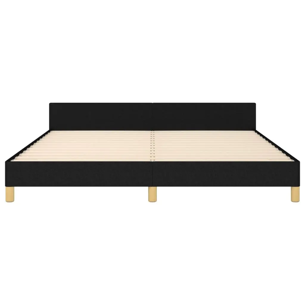 Queen Bed Frame Fabric 152x203 cm Black Headboard Slat Base