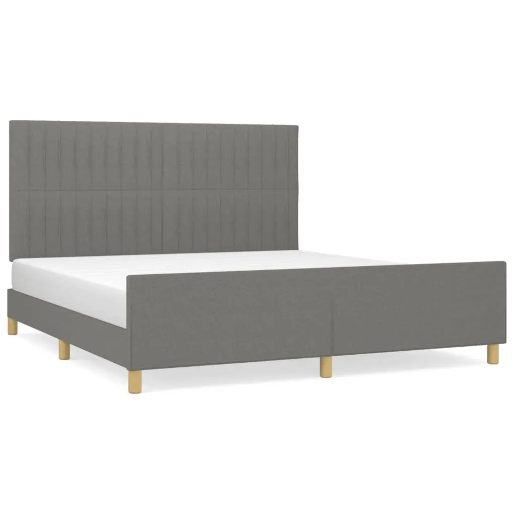 Queen Bed Frame Fabric Grey 152x203cm
