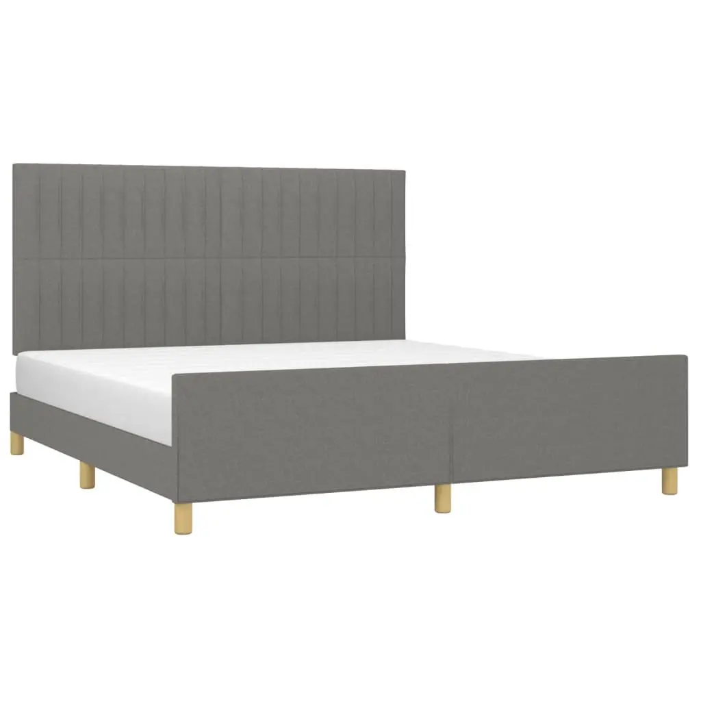 Queen Bed Frame Fabric Grey 152x203cm