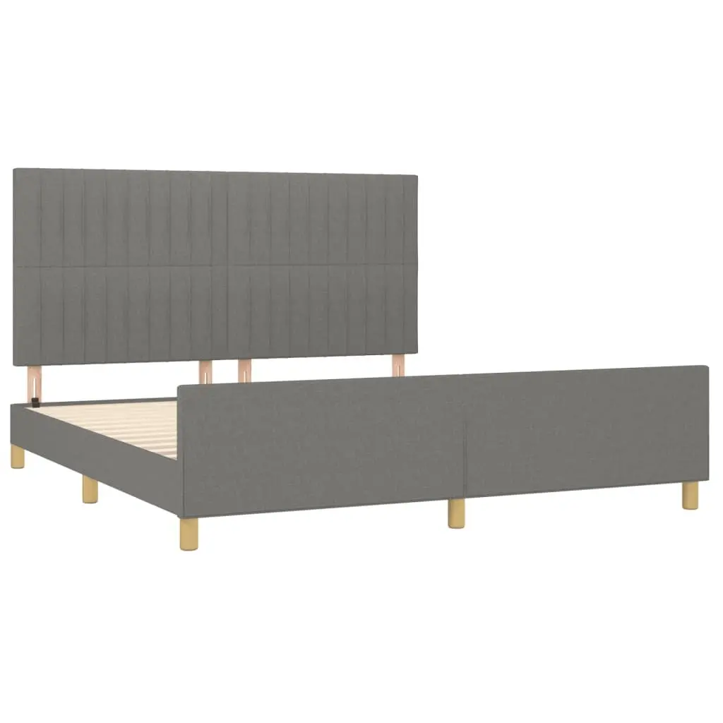 Queen Bed Frame Fabric Grey 152x203cm