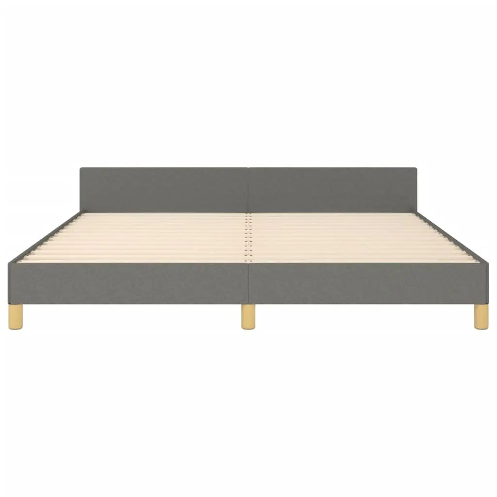 Queen Bed Frame Fabric Grey 152x203cm with Padded Headboard Durable Supportive Legs Adjustable Height