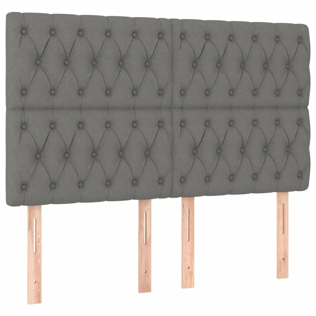 Queen Bed Frame Fabric Grey 152x203cm with Padded Headboard Durable Supportive Legs Adjustable Height