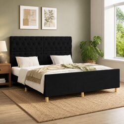 Sturdy Black Fabric Queen Bed Frame for Everyday Use