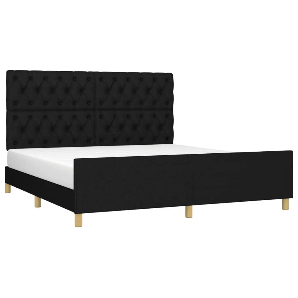Queen Bed Frame Fabric Black 152x203 cm
