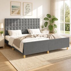 Practical Grey Fabric Bed Frame with Adjustable Headboard