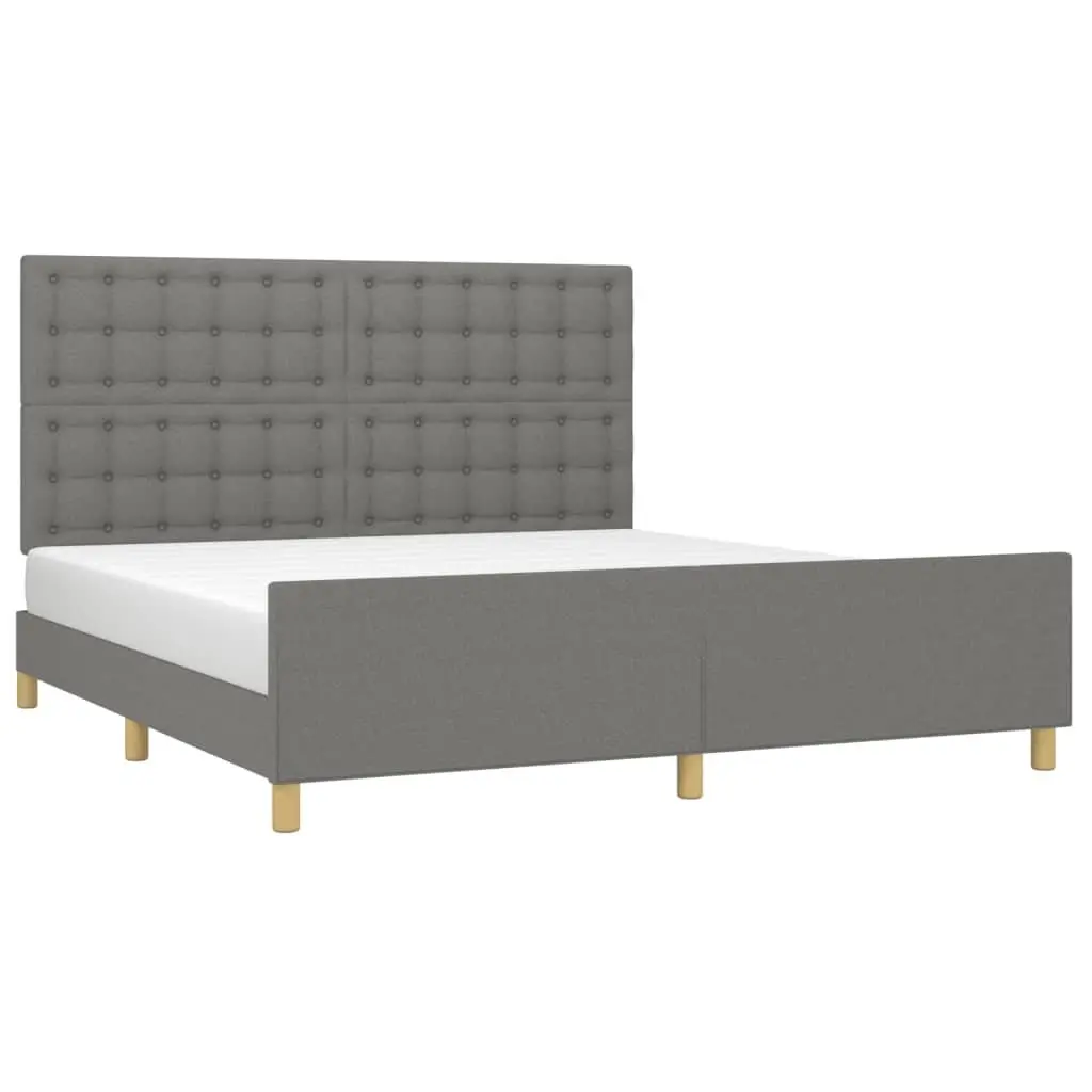 Queen Bed Frame Fabric Upholstery 152x203cm Grey