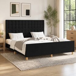 Practical Black Fabric Queen Bed Frame for Your Home