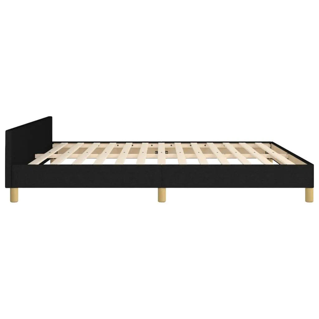 Queen Bed Frame Black Fabric Headboard 152x203cm Bedroom Furniture Slats