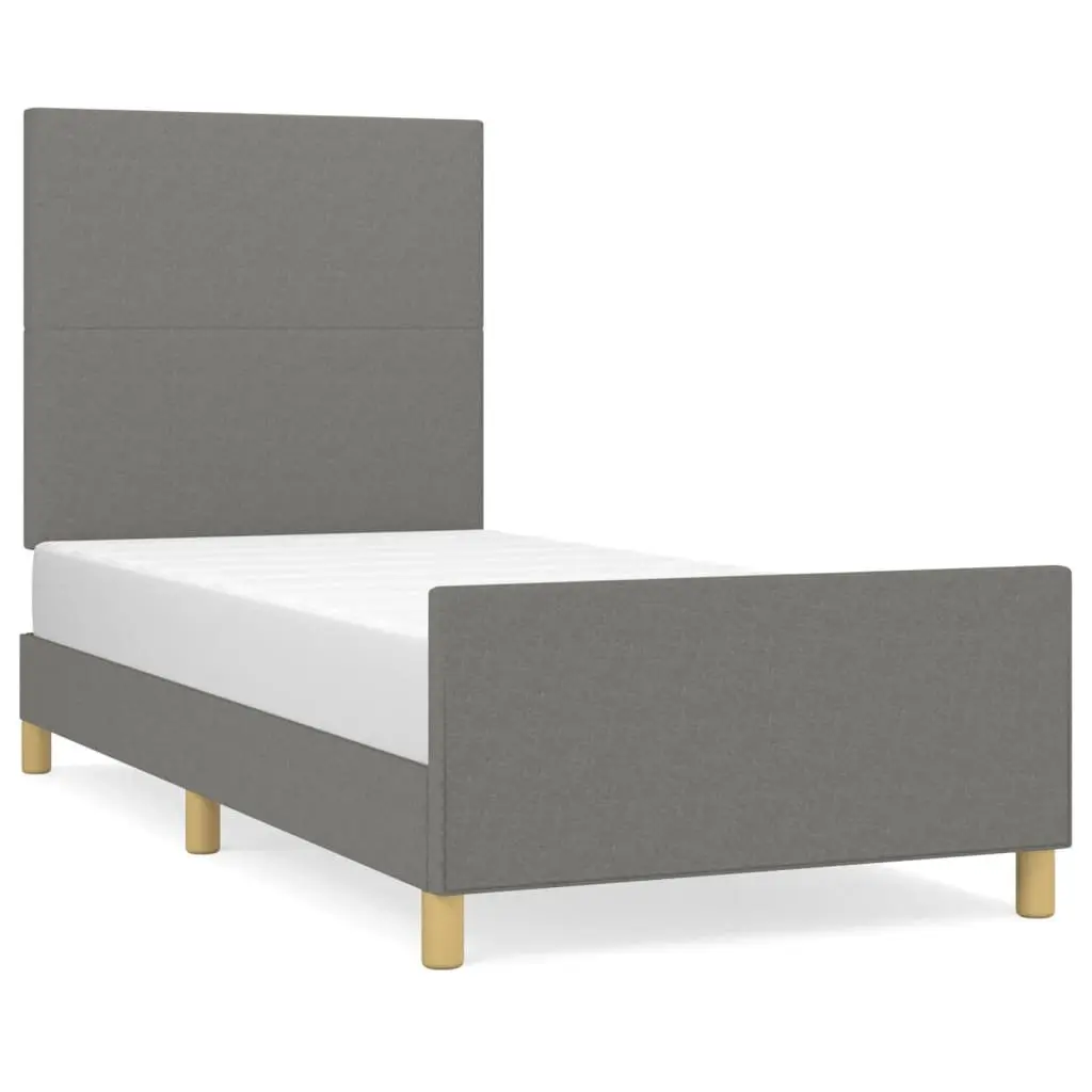 King Single Bed Frame Fabric Upholstery 107x203cm Grey
