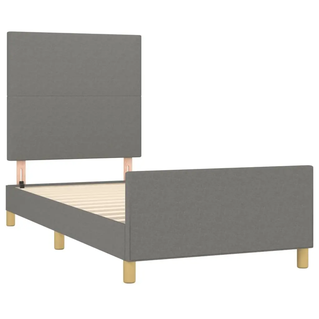 King Single Bed Frame Fabric Upholstery 107x203cm Grey