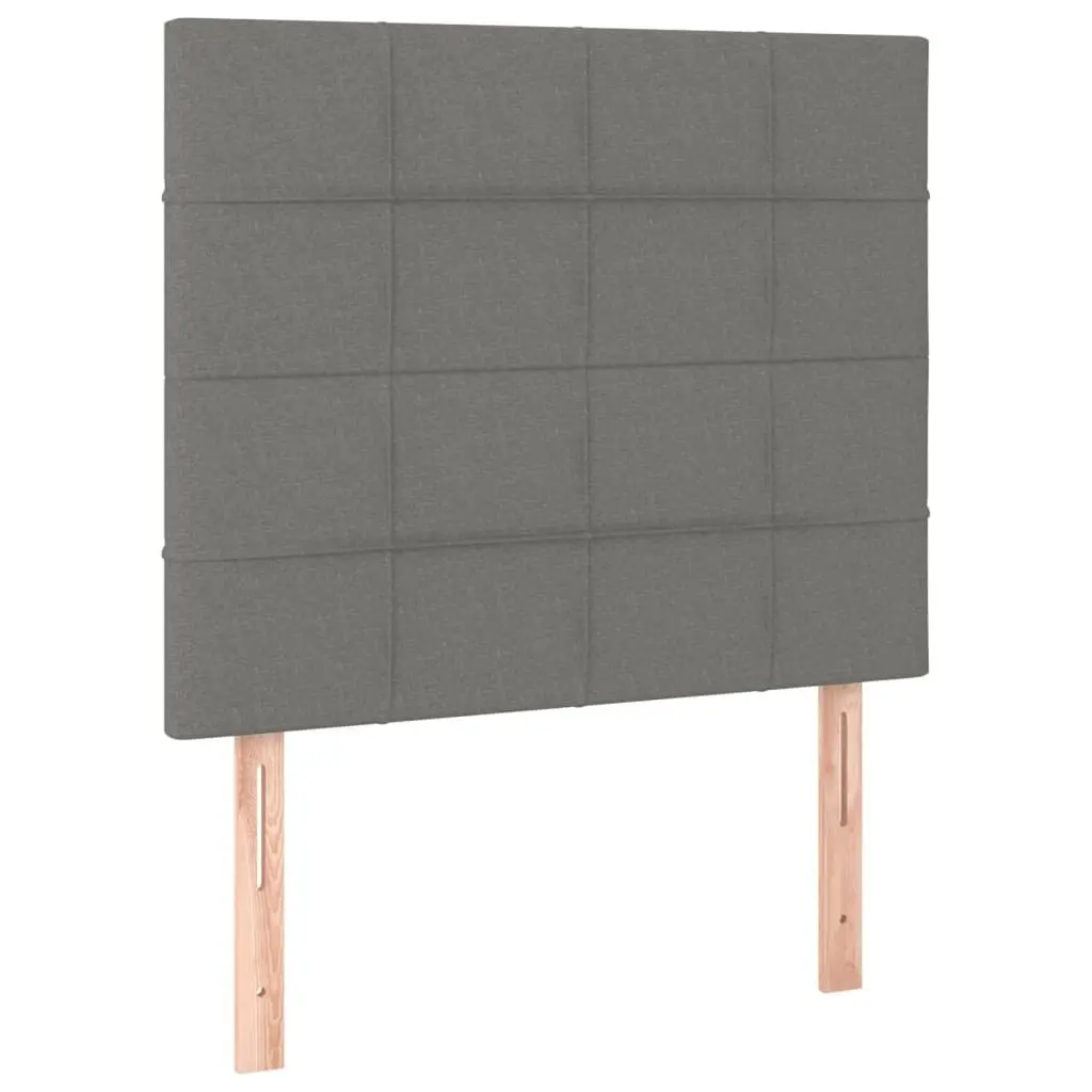 King Single Bed Frame Adjustable Height Dark Grey Upholstered Fabric Plywood Slats 107x203cm