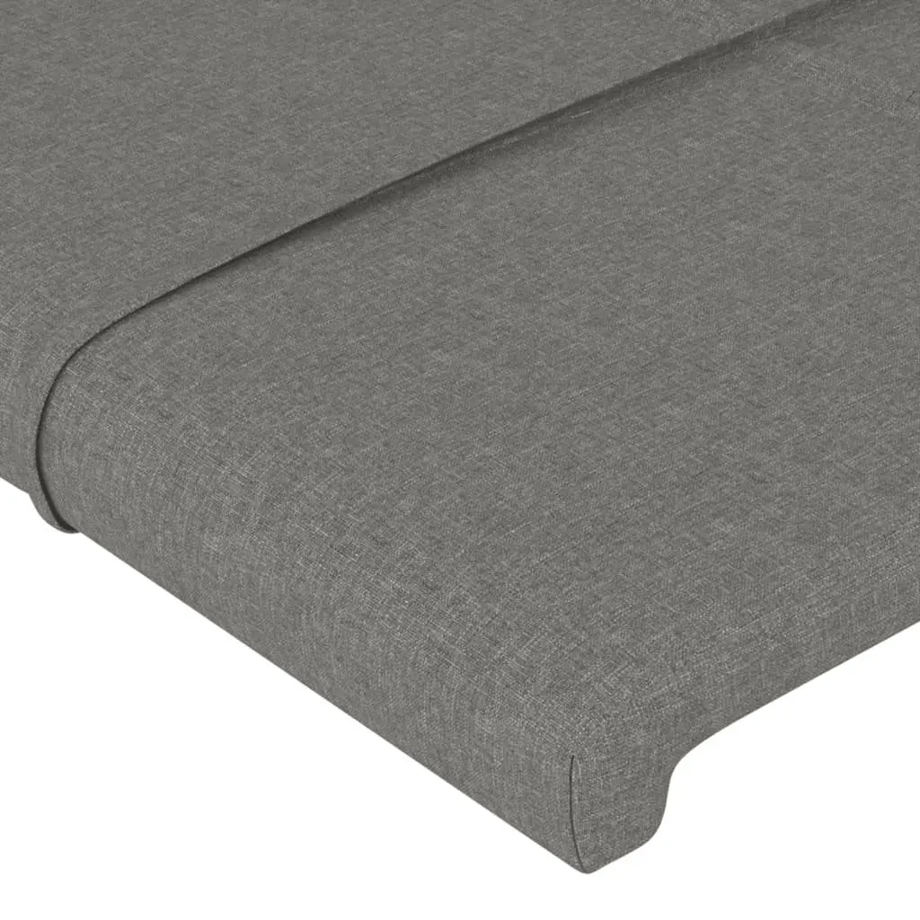 King Single Bed Frame Adjustable Height Dark Grey Upholstered Fabric Plywood Slats 107x203cm