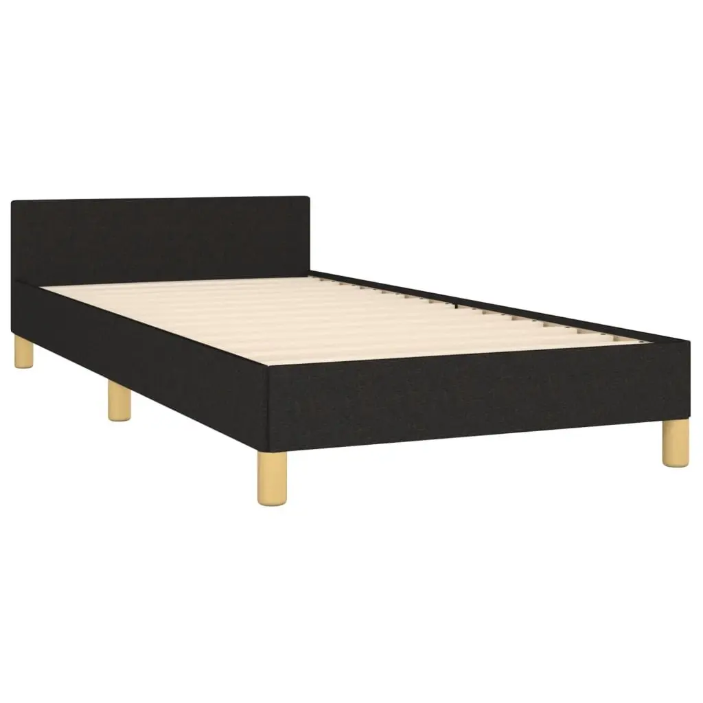 King Single Bed Frame Fabric Black 107x203cm Adjustable Height Headboard