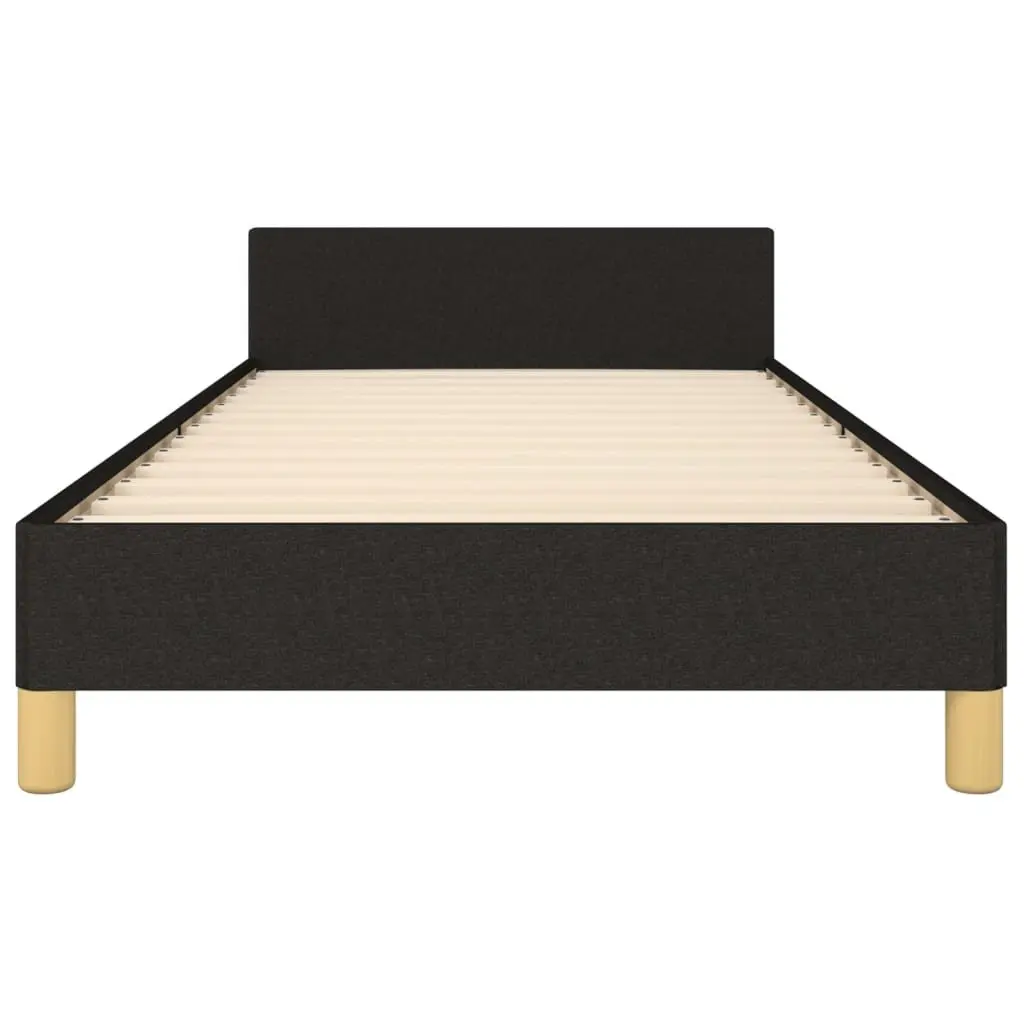 King Single Bed Frame Fabric Black 107x203cm Adjustable Height Headboard