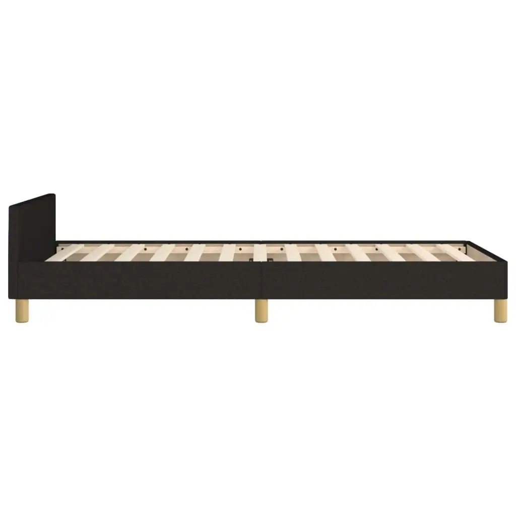 King Single Bed Frame Fabric Black 107x203cm Adjustable Height Headboard