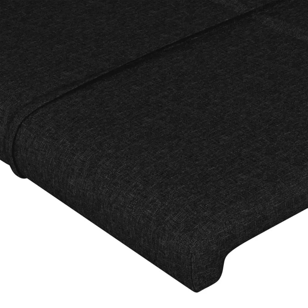 King Single Bed Frame Fabric Black 107x203cm Adjustable Height Headboard