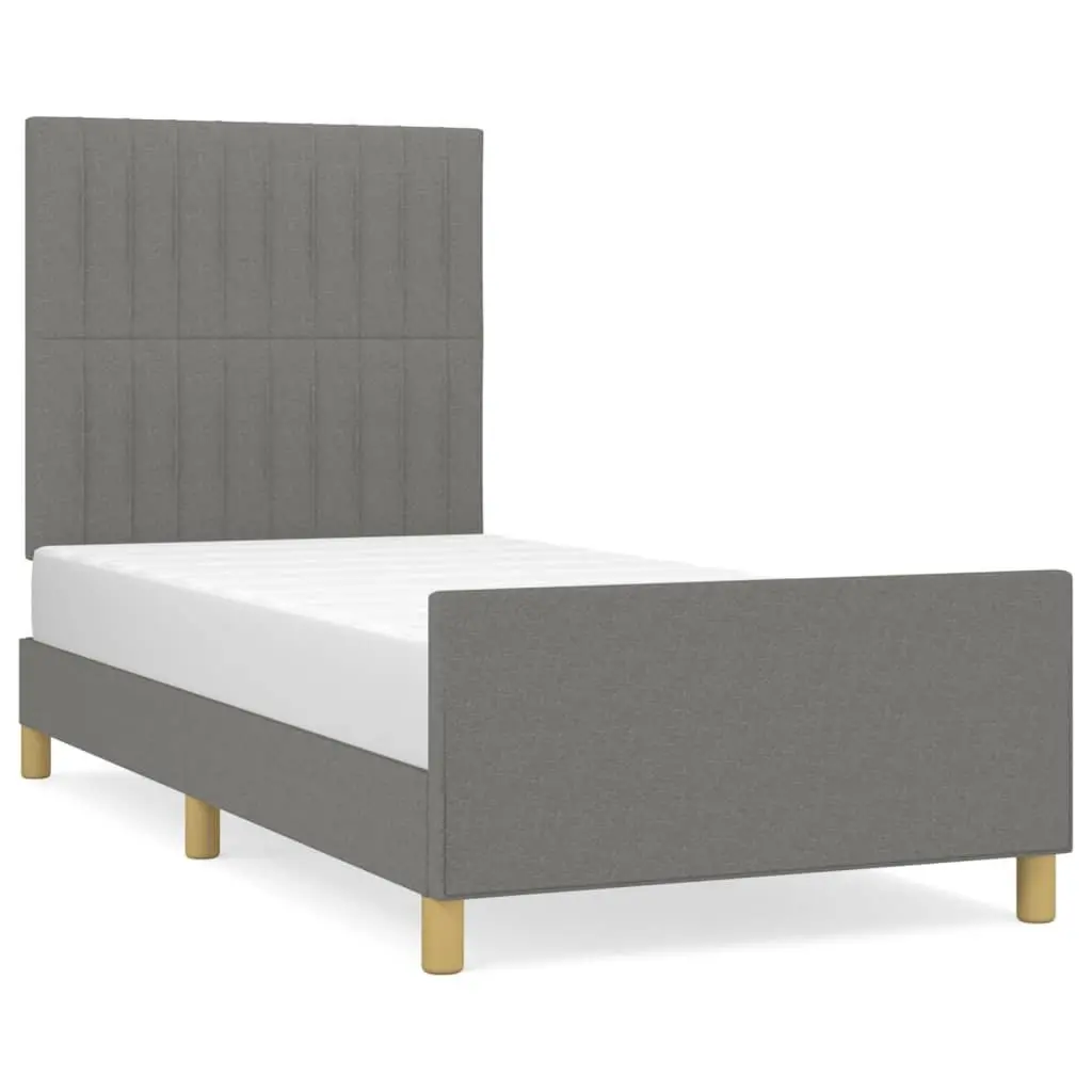 Bed Frame Fabric Grey King Single Size 107x203 cm