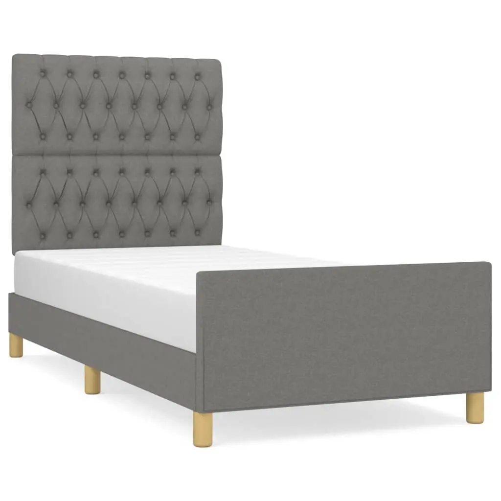 Grey Upholstered King Single Bed Frame 107x203 cm