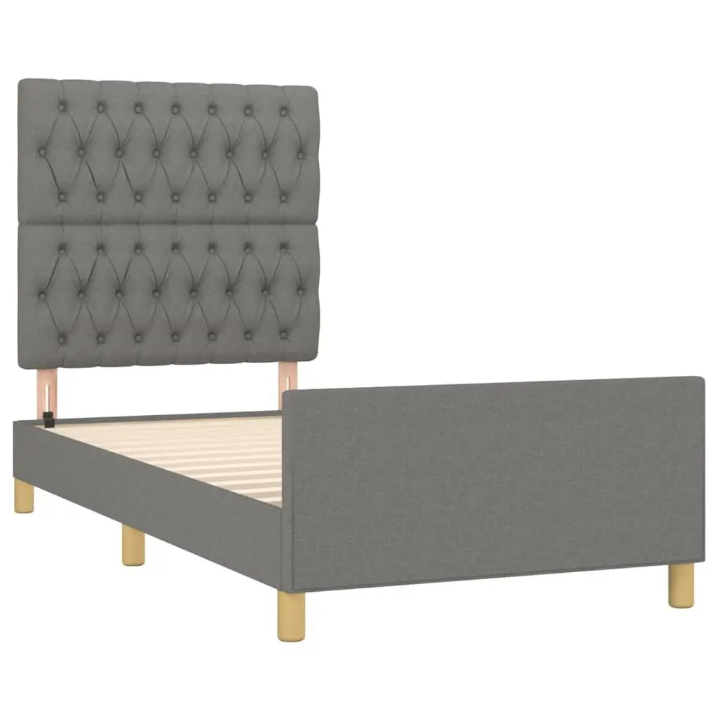 Grey Upholstered King Single Bed Frame 107x203 cm
