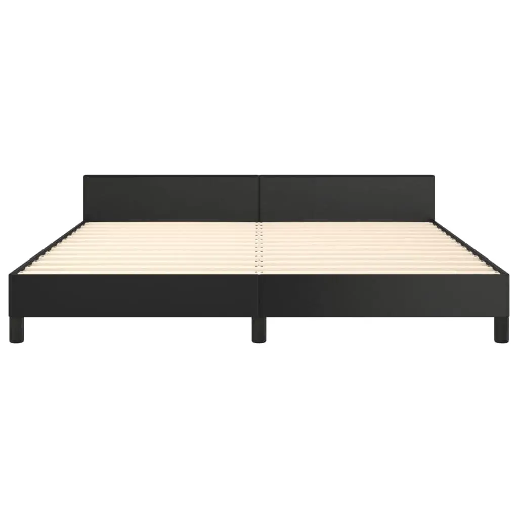 Black Queen Bed Frame with Faux Leather Headboard