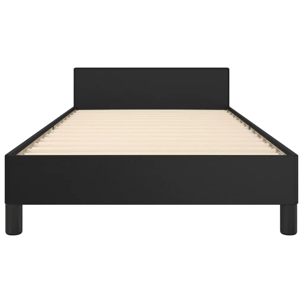 King Single Bed Frame Black Velvet Faux Leather 107x203cm Adjustable Headboard Sturdy Legs