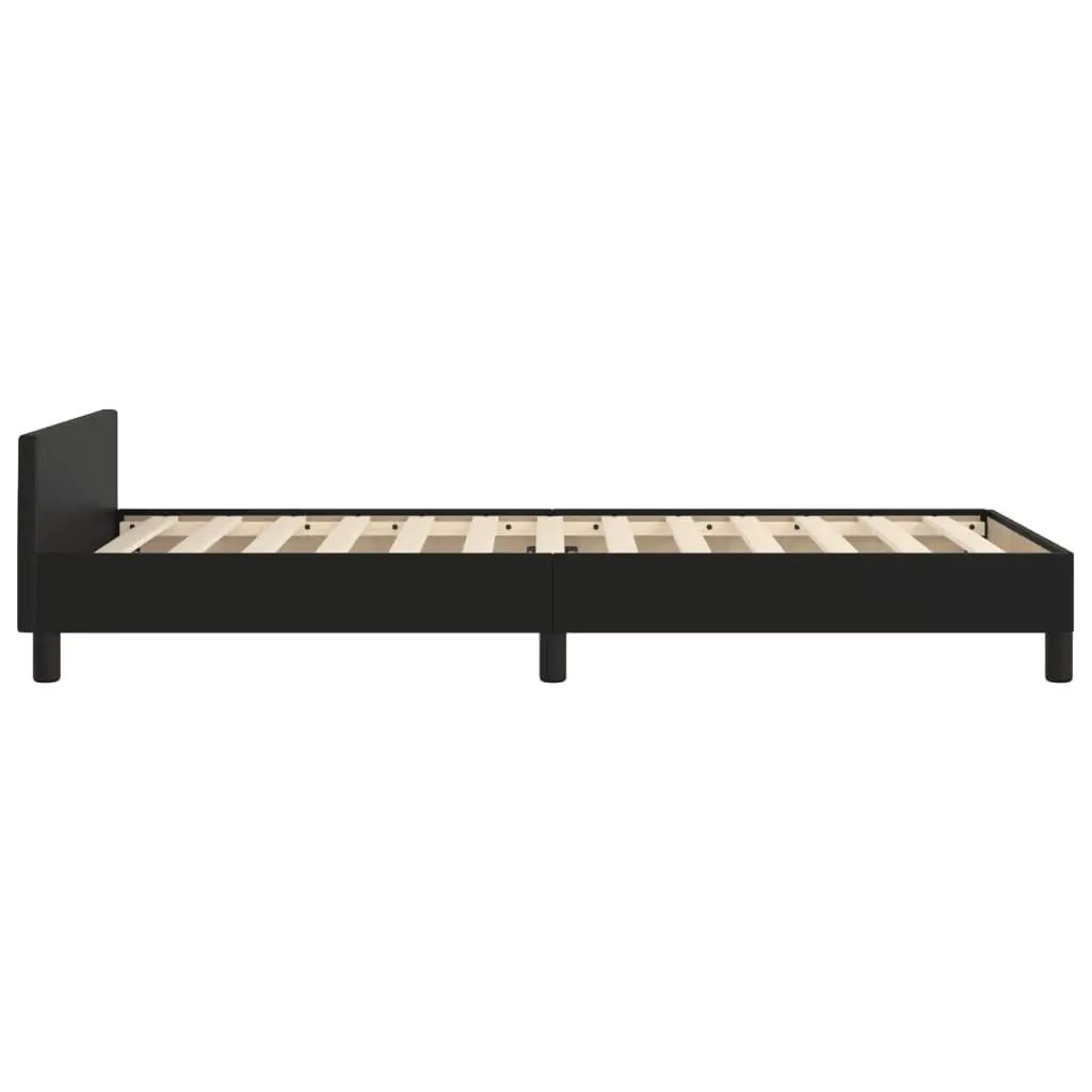 King Single Bed Frame Black Velvet Faux Leather 107x203cm Adjustable Headboard Sturdy Legs