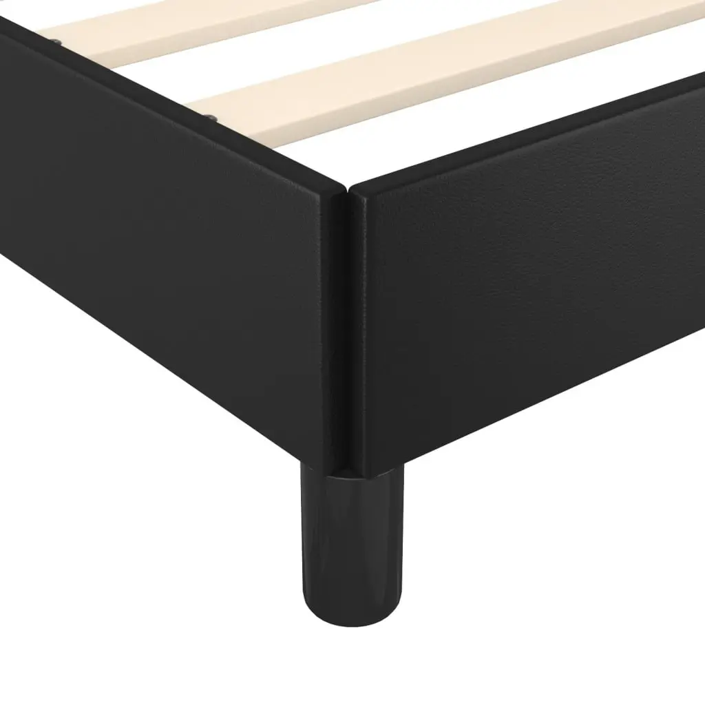 King Single Bed Frame Black Velvet Faux Leather 107x203cm Adjustable Headboard Sturdy Legs