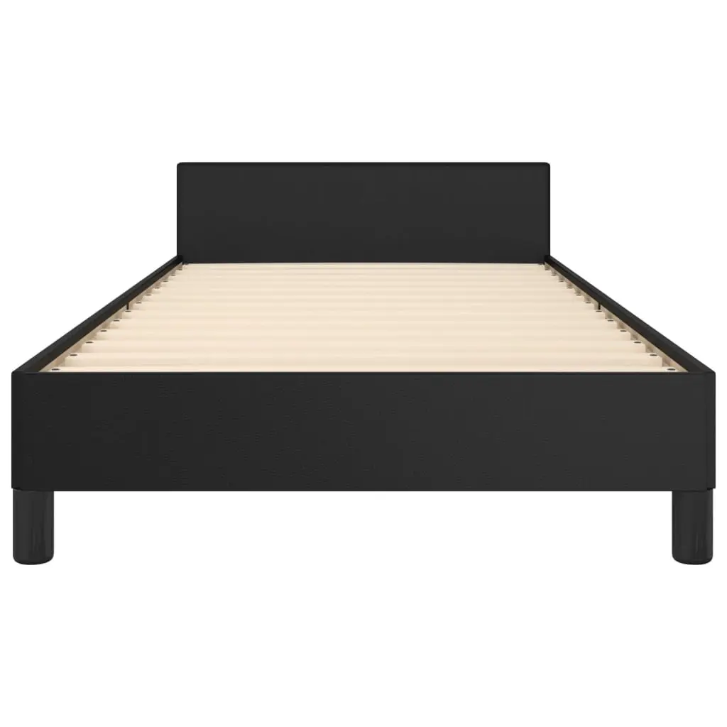 King Single Bed Frame 107x203cm Black Velvet Headboard Faux Leather No Mattress