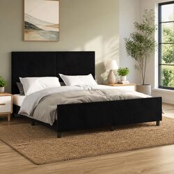 Practical Queen Bed Frame with Adjustable Velvet Headboard