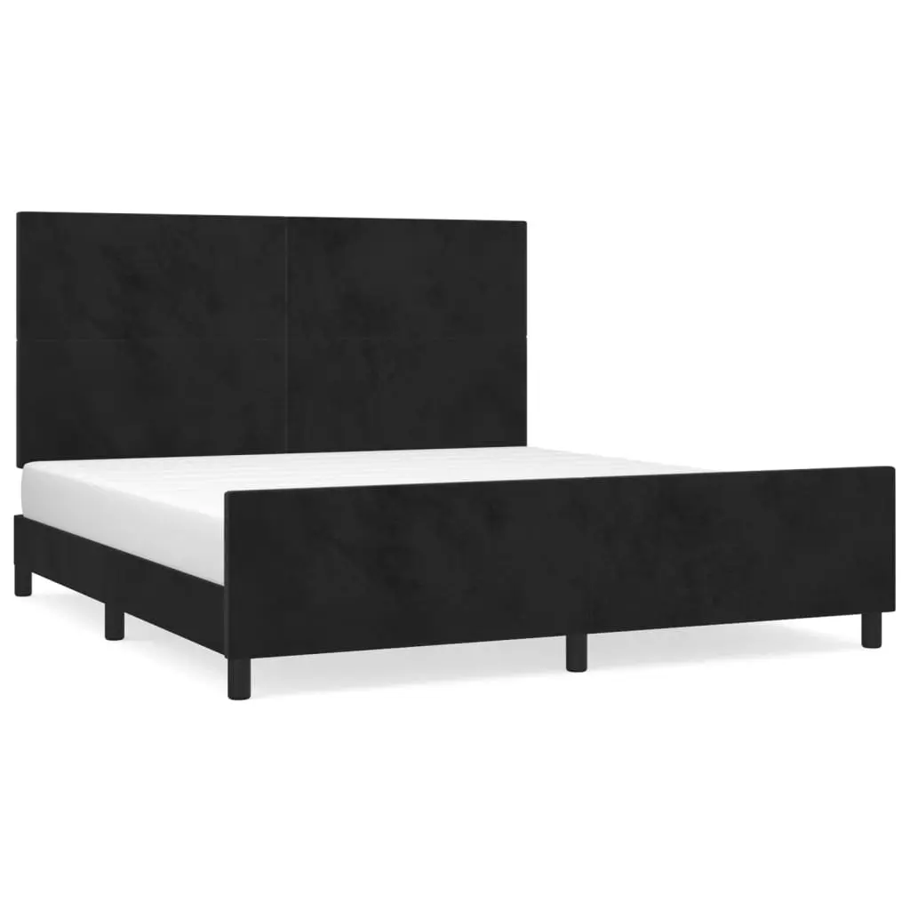 Queen Bed Frame with Adjustable Velvet Headboard