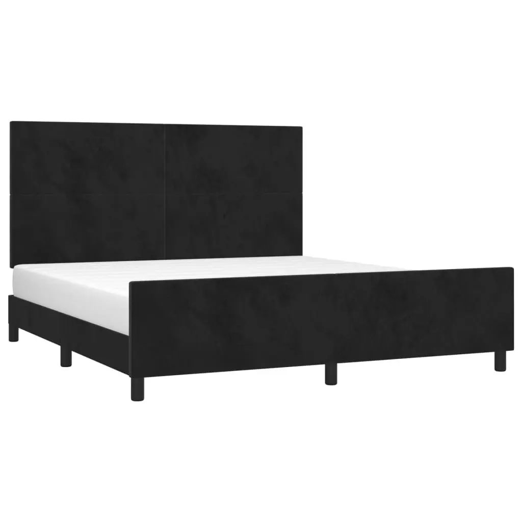 Queen Bed Frame with Adjustable Velvet Headboard