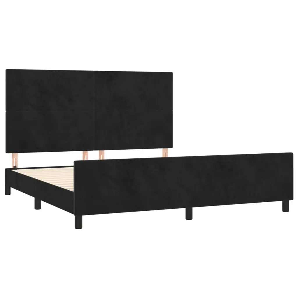 Queen Bed Frame with Adjustable Velvet Headboard