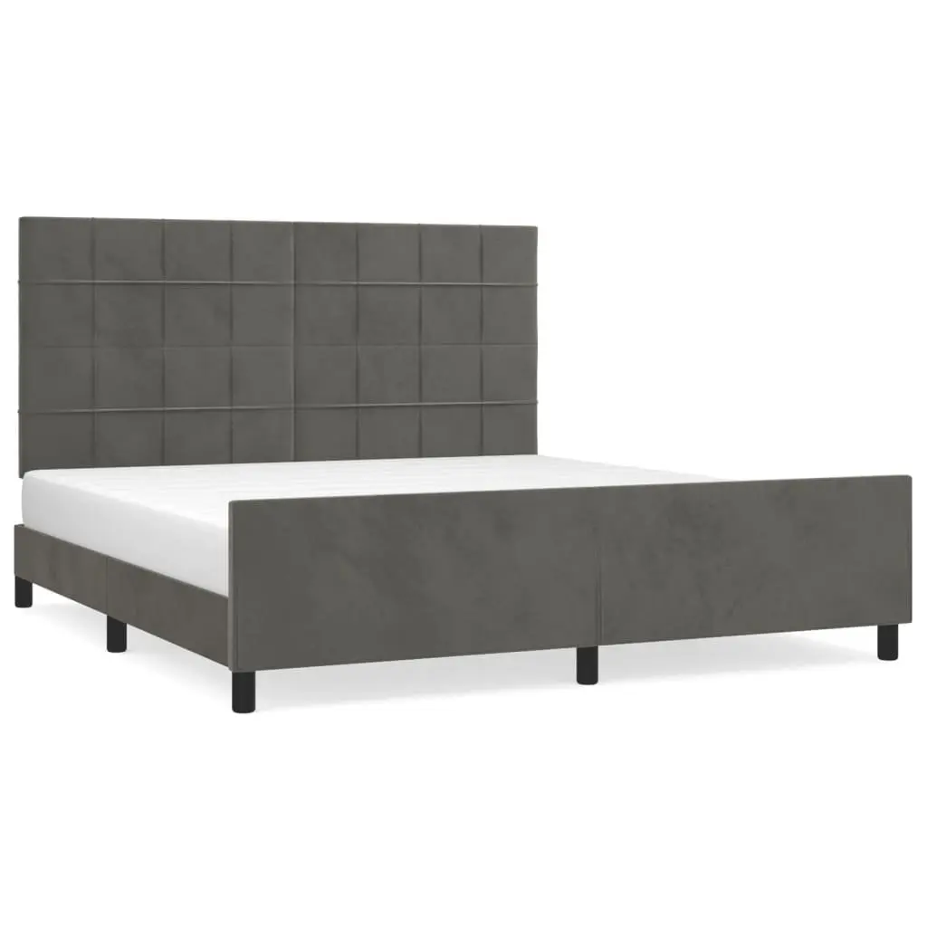 Queen Bed Frame with Adjustable Headboard, Plywood Slats & Sturdy Legs, Dark