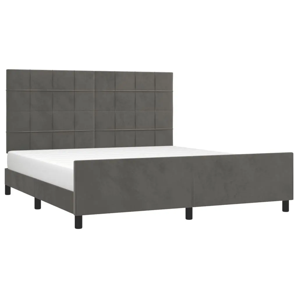 Queen Bed Frame with Adjustable Headboard, Plywood Slats & Sturdy Legs, Dark