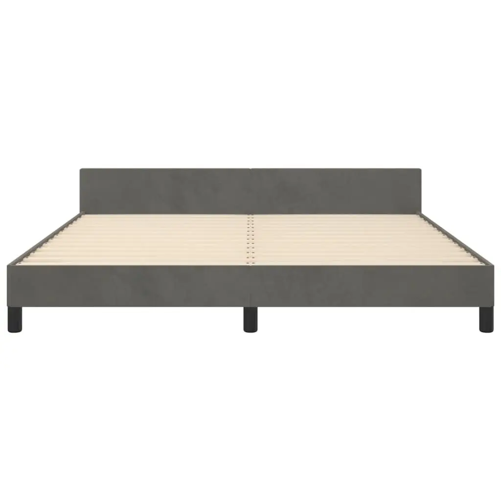 Queen Bed Frame with Adjustable Headboard, Plywood Slats & Sturdy Legs, Dark